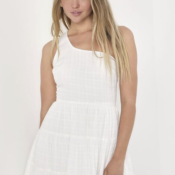 Lulus Dresses & Skirts - NWT Lulus Adorable Sight White One-Shoulder Tiered Mini Dress